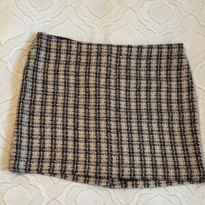 Laundry By Shelli Segal Brown and pale pink Checked Bouclé Mini Skirt